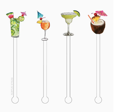 Cocktails Acrylic Stir Sticks Combo