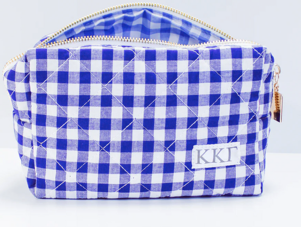 Gingham Quilted Makeup Bag