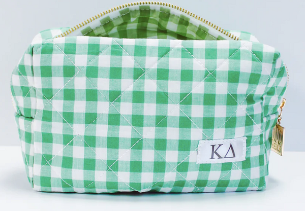 Gingham Quilted Makeup Bag