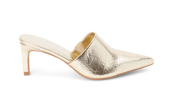 GARRET HEELED MULE: GOLD