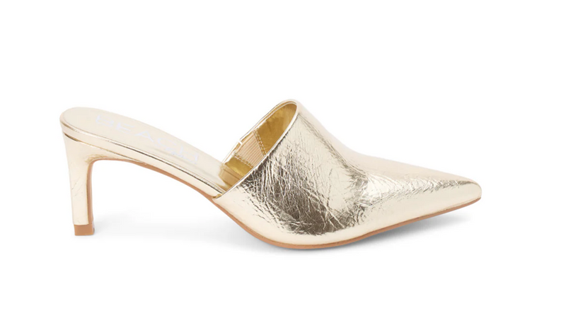 GARRET HEELED MULE: GOLD