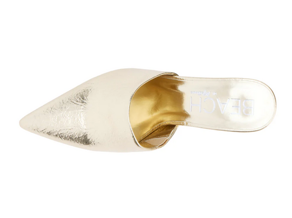 GARRET HEELED MULE: GOLD