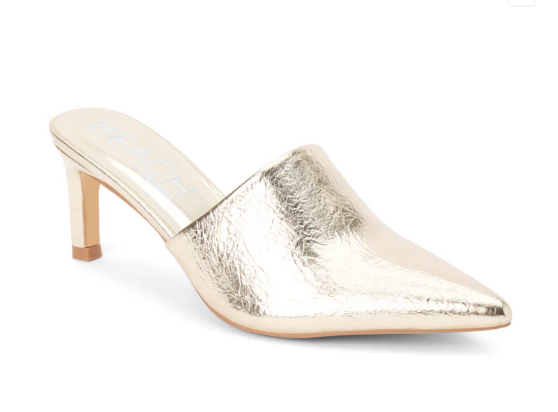 GARRET HEELED MULE: GOLD