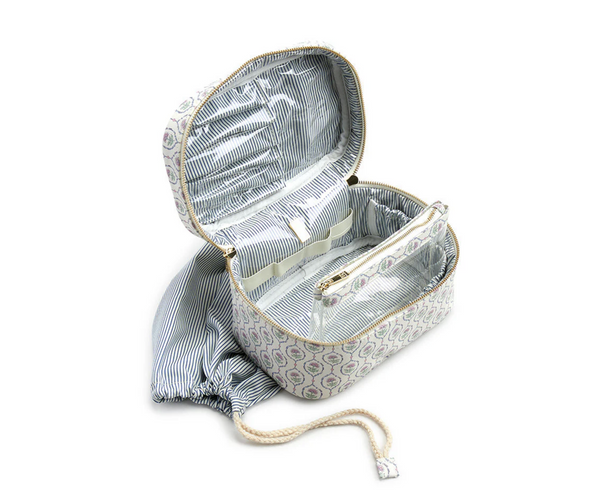 LUXE TRAIN 2 - Cosmetic Case ANTIBES with Navy Pinstripe Liner