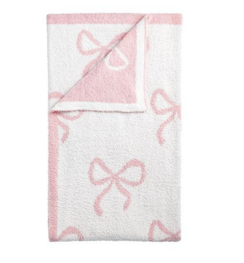 Pink Bows Chenille Blanket