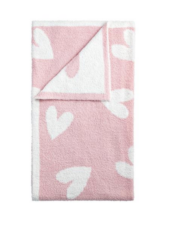 Pink Hearts Chenille Blanket