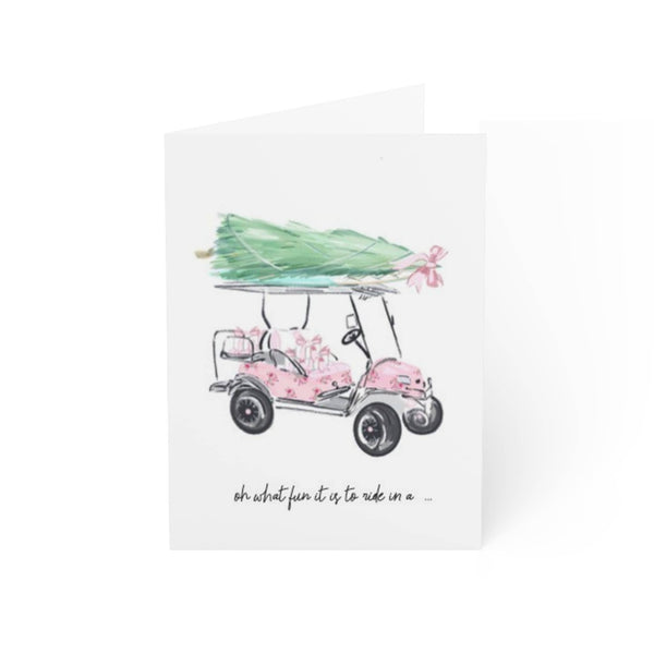 OH WHAT FUN IT IS PINK GOLF CART  - Note Card (Set of 6)