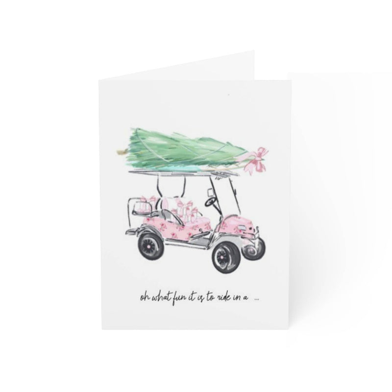 OH WHAT FUN IT IS PINK GOLF CART  - Note Card (Set of 6)