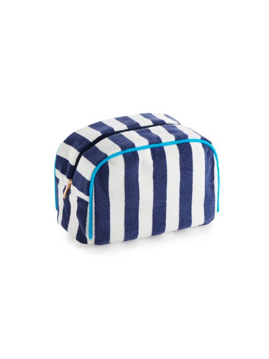 CABANA LARGE STRIPE ZIP POUCH: NAVY