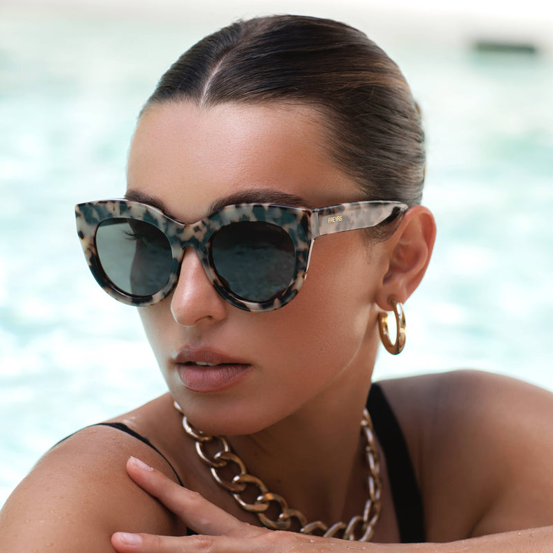Charlotte Acetate Womens Cat Eye Sunglasses: Milky Tortoise
