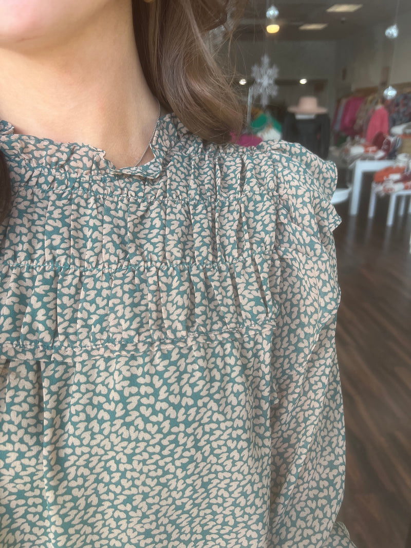 Green and Gold Spotted Top