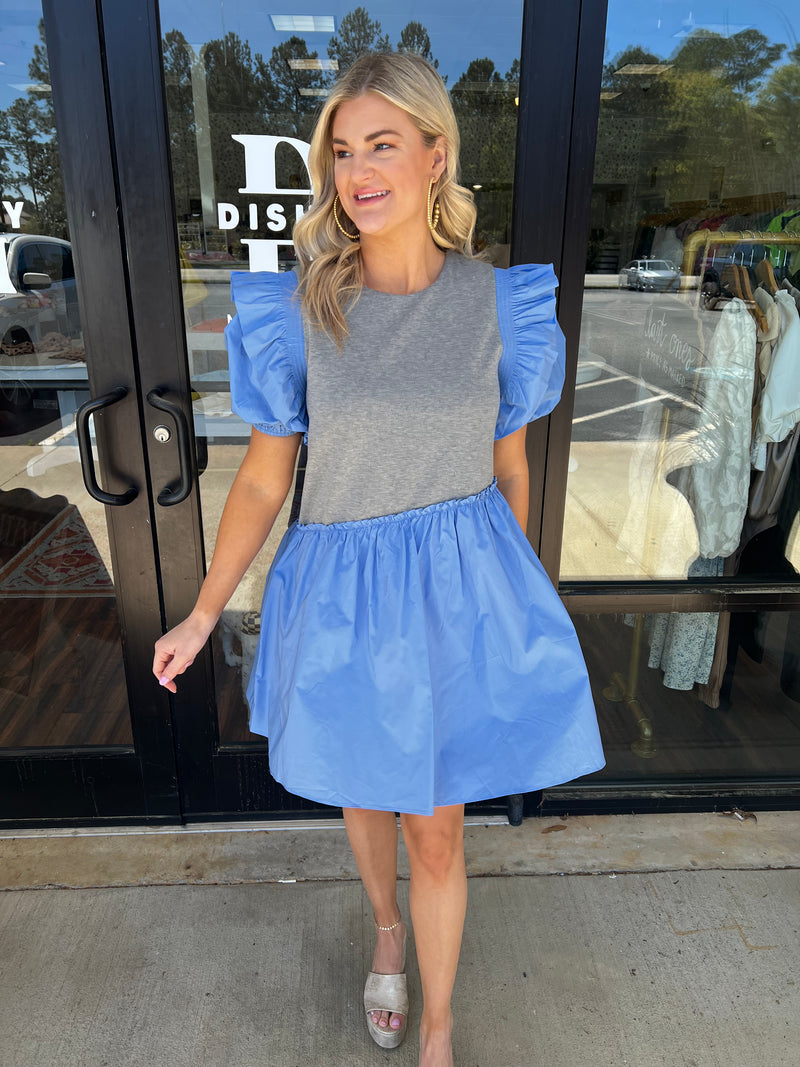 Grey/Blue Asymmetrical dress