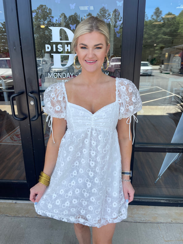White Floral Organza Dress
