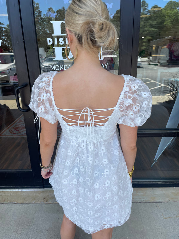 White Floral Organza Dress