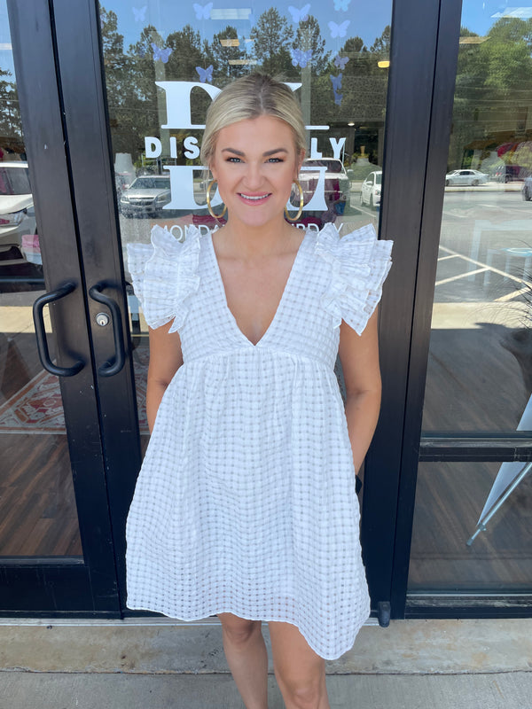 White Check Romper Dress
