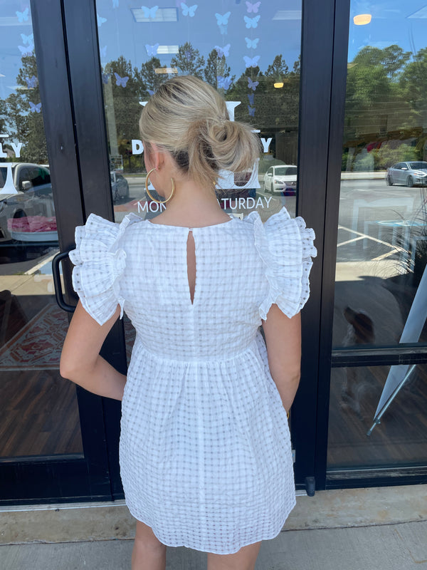 White Check Romper Dress