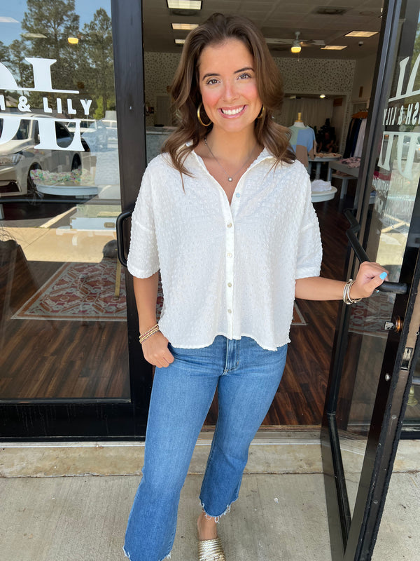 Textured Button down Top