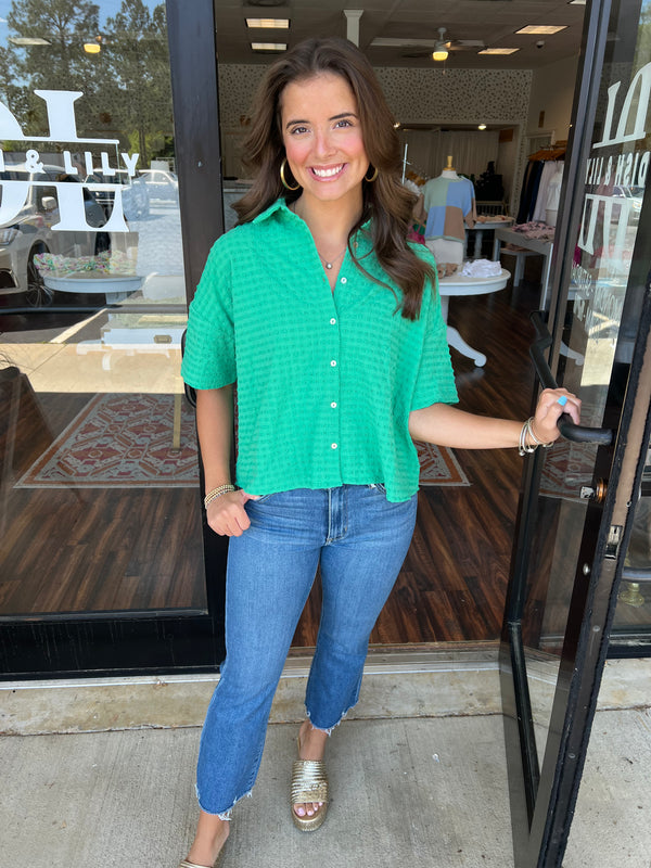 Textured Button down Top