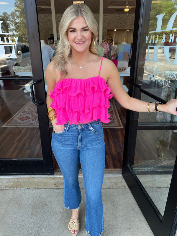 Rose Pink Ruffle Top