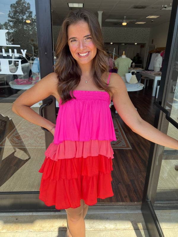 Shades Of Pink Tiered Dress