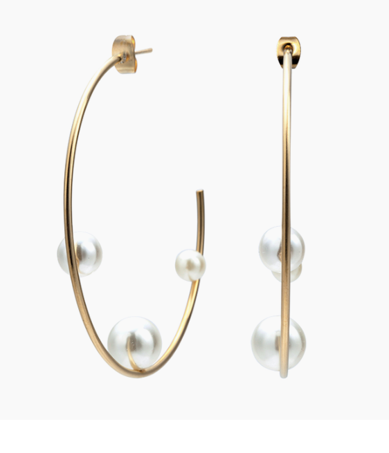 Pearl Inset Hoops Earrings