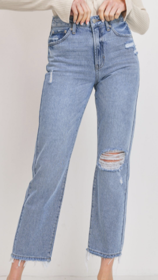 Light Wash Relaxed Straight Leg Jean