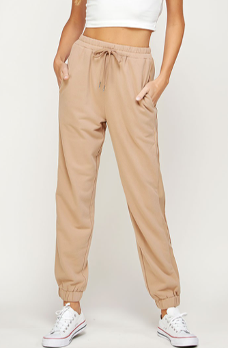Leather Contrast Jogger Pants