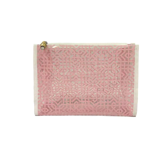 Pink Lattice Clear Bag- Large