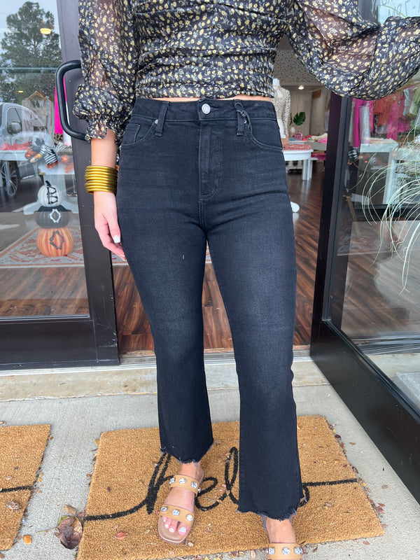 Black Vintage Crop Flare Jeans